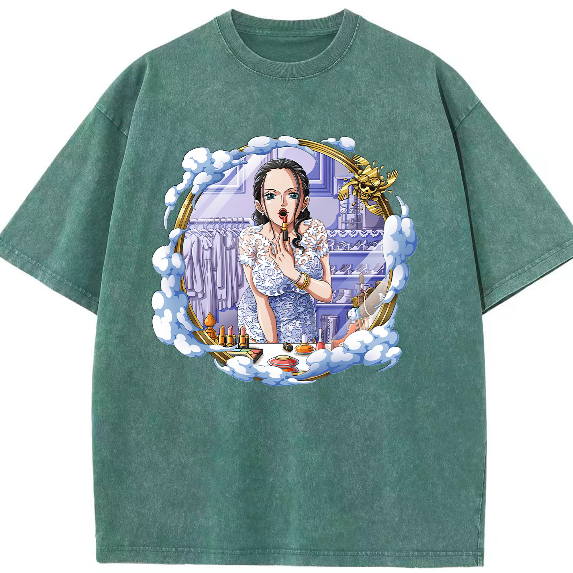 ワンピース ニコ・ロビン ONE PIECE Nico Robin 綿100% ヴィンテージ風 半袖Tシャツ（フロントプリント）
